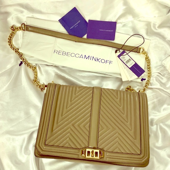 Rebecca Minkoff Handbags - Minkoff Love Jumbo Geo Quilt taupe mushroom bag